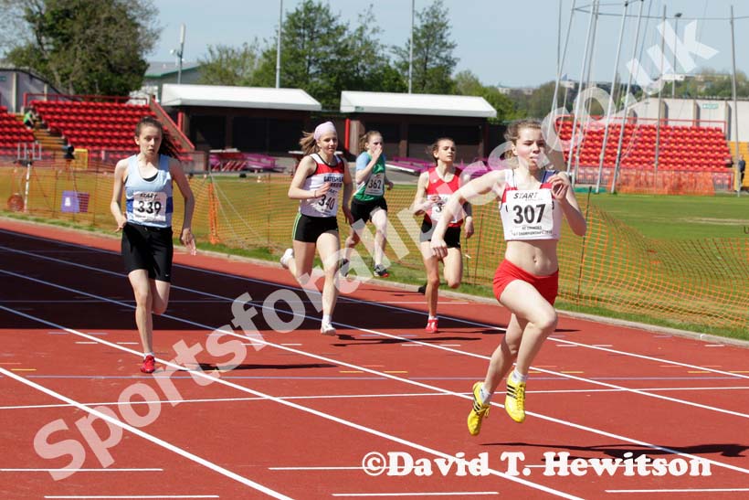 Ashlyn Bland (Gateshead) winning the under-15s 200 metres at the North Eastern Champs, Gateshead.